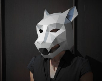 Jaguar Mask - build your own from card using our polygon mask template