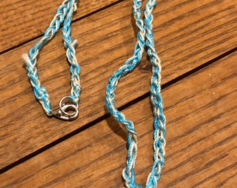 Coral Necklace, crocheted cotton chain