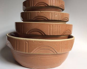 Watt Pottery Arches nesting mixing bowls 8 7 6 5 Pumpkin Glaze