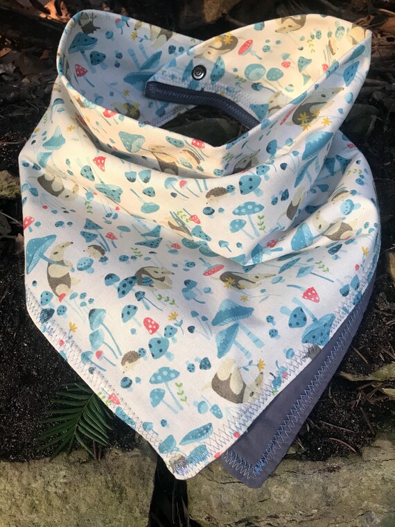 READY TO SHIP-Whimsical Woodland Toadstool Bandana-Dandelions-Vintage Illustration-Imported From Japan-Hedgehog-Ant Eater-Mushroom Fabr