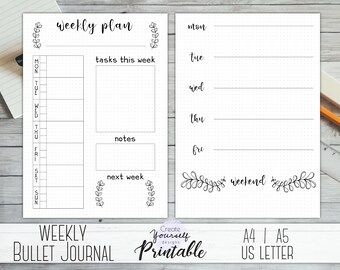 Weekly bullet journal printable bullet journal pages weekly