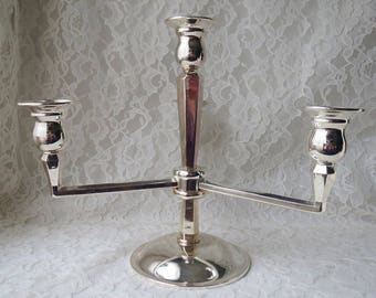 Vintage 4 Arm Silverplate Candelabra Candle Holder Art Deco Style Entertaining Special Occasion Centerpiece