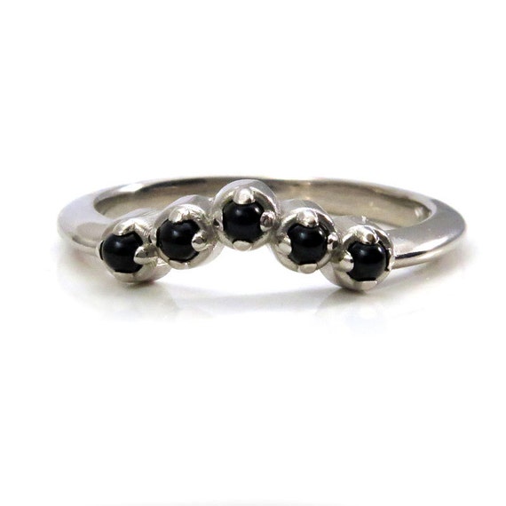 Onyx Stacking V Shape Wedding Band - Stacking Chevron Gold Ring