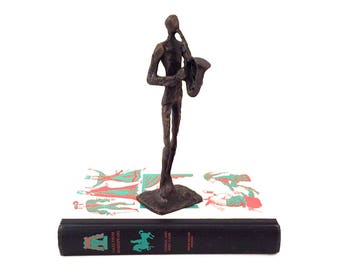 Vintage Bronze Saxophonist Sculpture - Giacometti Style Sculpture Bronze - Bronze Saxophonist Sculpture - Vintage Saxophone - Bronze Figure