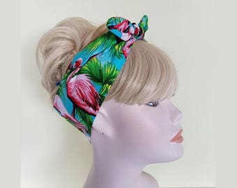 flamingo vintage 50s style rockabilly bandana rockabilly pin up psychobilly hairband headband