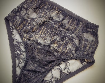 SAMPLE SALE gold and black lace knickers panties gothic burlesque