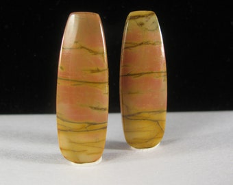 Cherry Creek Jasper Cabochons ~ Earring Pair ~ 30mm x 10mm x 2-4mm depth