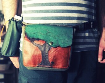 Tree, Handmade Personalized Waist Bag, Vegan Friendly, Vegan Leather, Vegan Bag, Leather Waist Bag, Leather Hip Bag, Festival Bag, UNUSUAL