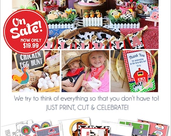 Farm Birthday Party | Farm Party Decorations | Farm Party Printable | Barnyard Birthday | 1st Birthday | Tractor | Amanda's Parties To Go