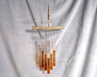 Amber Glass Wind Chime, Amber Windchime, Amber Wind Chime, Glass Chimes, Brown Glass