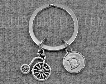 Bike Key chain -Bicycle Keychain -Cycling Keychain -Initial Keychain -Your Choice of A to Z