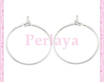 Set of 25 clear silver hoop earrings 25mm REF2578