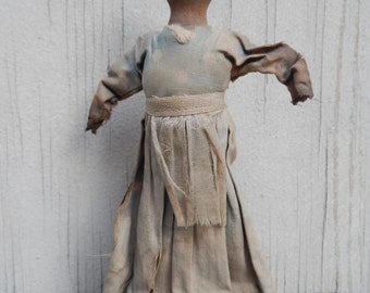 Rare 1800's Folk Art Wooden Doll/Bell!