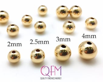 100 pcs Gold Filled Beads - Gold Filled Seamless Round Spacer Beads 2mm, 2.5mm, 3mm, 4mm - GF beads - Yellow gold filled beads