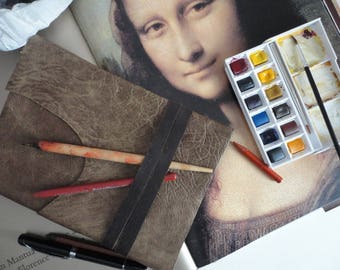 A5 Brown leather journal/ Sketchbook