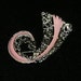 Vintage Pink Enamel Ribbon Gold Tone Scroll Pin Filigree Costume Jewelry Brooch