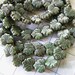 20 Maple Leaves, Warm Green Luster Opaque Picasso, Czech Pressed Glass, Full Strand, BEAUTIFUL