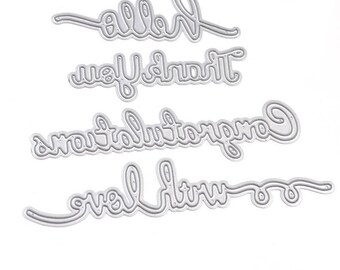 4pcs With Love/Thank You/ Congratulations/ Hello/ Cutting Dies Stencils DIY Scrapbooking Album Decorative Craft