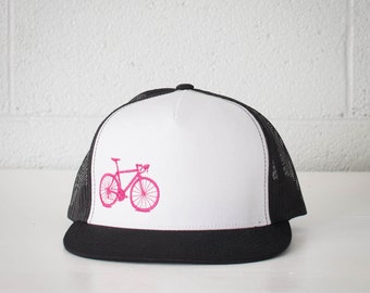 Vital Bicycle - trucker cap, hot pink on black