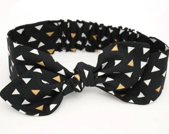 Black Triangle headband, Womens Headband, Adult Headband, Headband for Women, Girl Headband, Bow Headband, Girl, Women, Headband, Gold