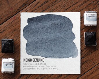 Indigo Genuine Half Pan. Handcrafted Watercolors.