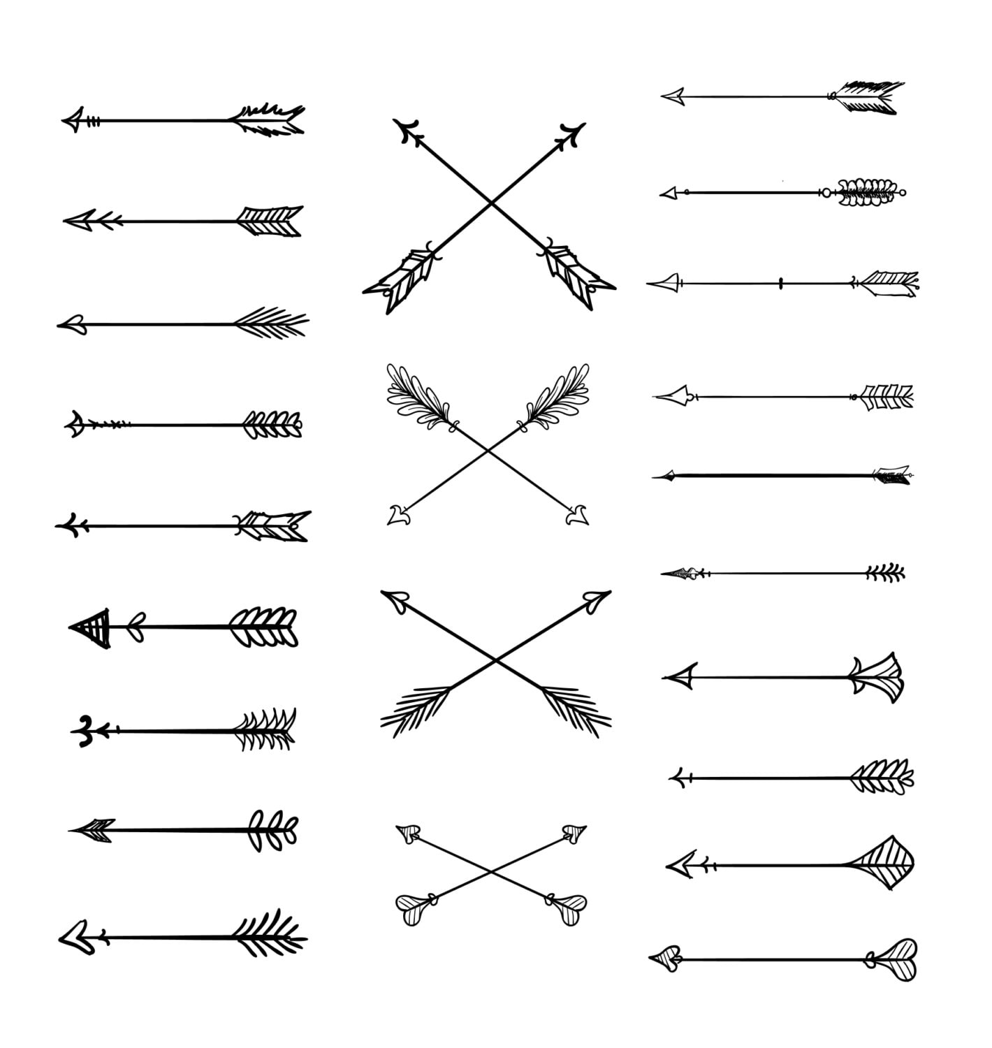 Doodle Tribal Arrows Clipart: 23 vector arrows hand