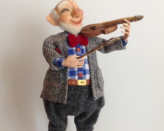 OOAK doll OOAK art doll Paper clay doll OOAK clay doll Collectible doll Sculpted doll decorative doll artist Interior doll violin Paper clay