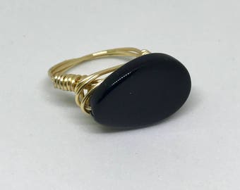 Black Oval Ring Size 7