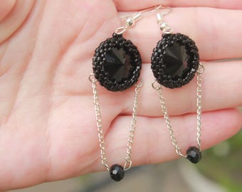 bridal shower bridesmaids gift Gothic earrings goth earrings black earrings Halloween jewelry goth jewelry steampunk earrings black jewelry