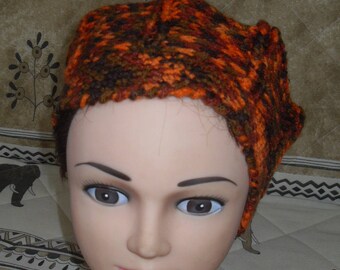 Hat circumference 50 cm head crocheted orange/brown Heather wool