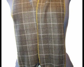 Green Plaid Fleece Scarf, Slim Style Muffler, Neck Scarf