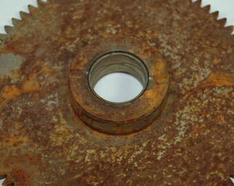 Heavy Steel Gear Lamp Base Candle Holder Steampunk Rusty Vintage Misc Metal Cast