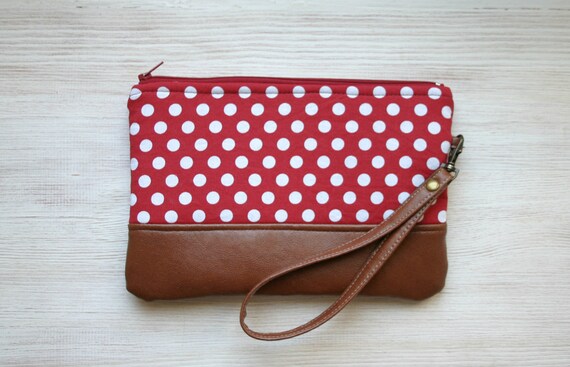 red polka dot purse