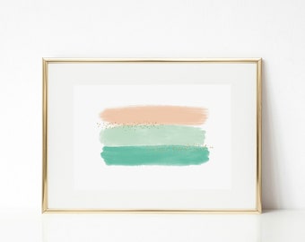 PEACH + MINT | brushstroke print | 5x7 | DIGITAL print