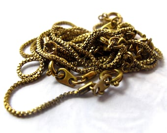 Vintage Brass Box Chain Bracelets (6X) (C526)
