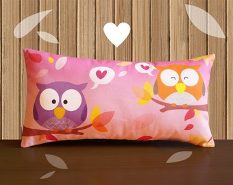 Decorative Pillow -RainbOWL- Pink/Green