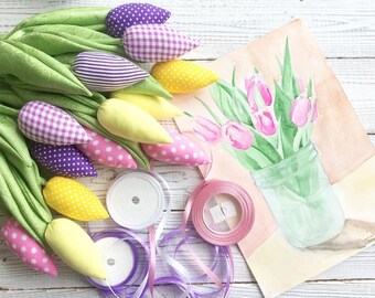 Cotton tulips, Colorful flowers, Handicrafts, Fabric tulips, Handmade flowers, Handmade tulips, Textile tulips, Cotton flowers, Mother's day