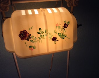 Art Deco Celluloid Headboard Bed Lamp, Hand Painted, Cream Colored, Great Condition!