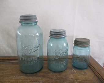 Blue Ball Jars 1/2 gallon Quart, and Pint with zinc lids
