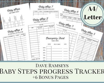 Baby Steps Progress Tracker Printable Planner Pages in A4 ans US Letter, Dave Ramsey Financial Peace Program Planner, Debt Snowball Planner