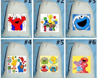 12 Sesame Street Elmo Birthday Party Favor Candy Loot Treat Drawstring Bags