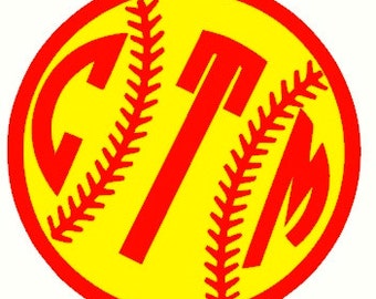 Softball Monogram Decal, Monogram Car Decal, Monogram Decal