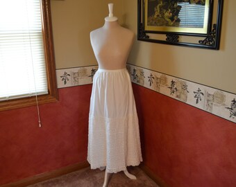 Crocheted Petticoat, Antique Skirt, 1910 Clothing, Handmade Cotton Dress, #326