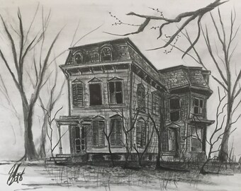 Abandoned House with Bare Trees and Vines