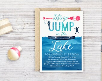 Lake Birthday Party Invitation DIGITAL FILE, Beach Ocean Birthday Party Invite, Fishing Birthday Party, Party at the Lake!