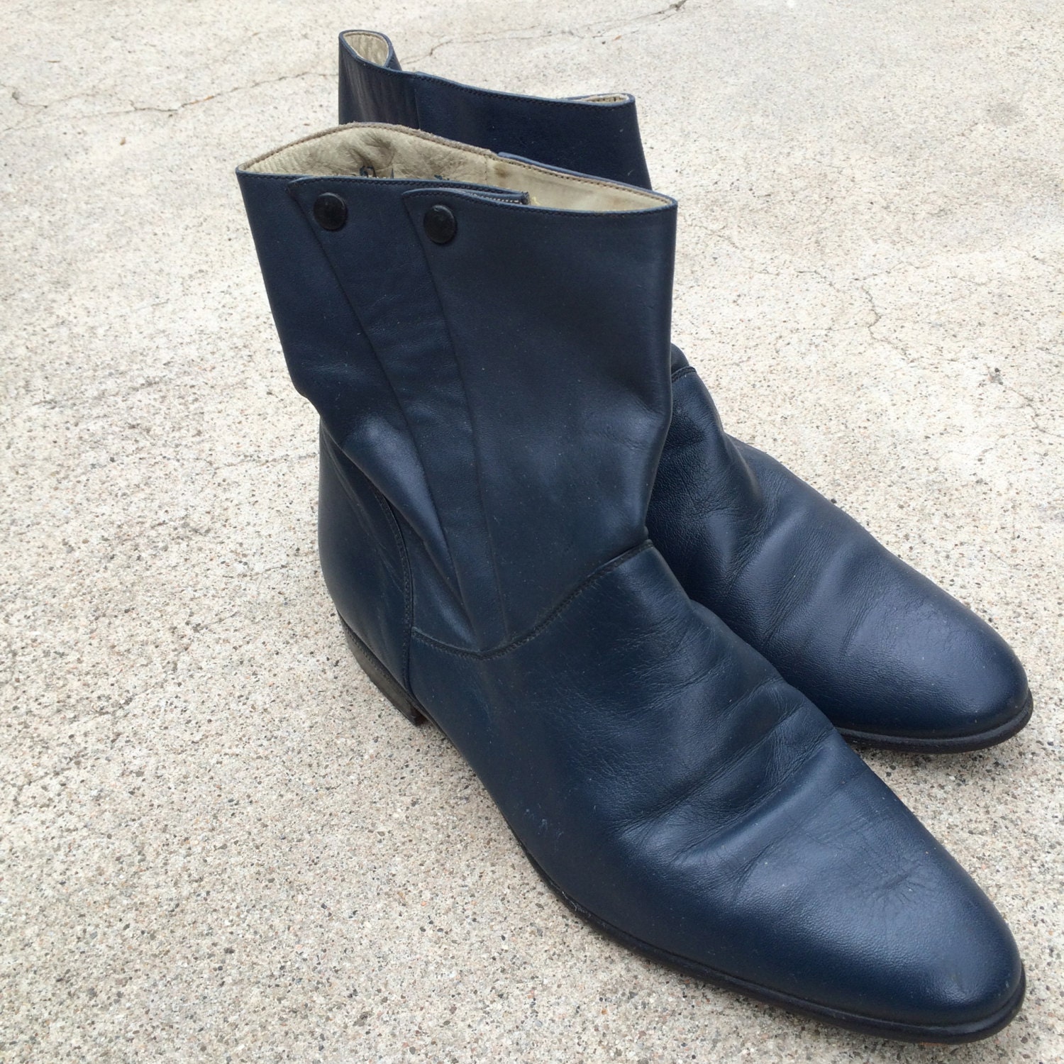 Leather 60s 70s Vintage Hippopotamus Beatle Boots Men 7.5