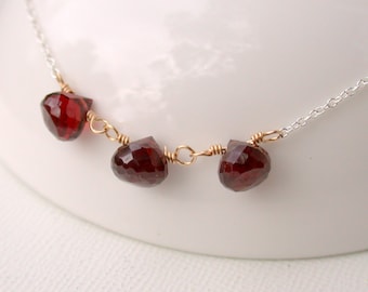 Sale. Garnet Necklace. Birthstone Necklace. January Birthstone Necklace. Gemstone Necklace. Birthstone Necklace.