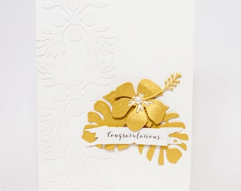 Hawaiian Floral Hibiscus Wedding, Anniversary, Celebration Greeting Card