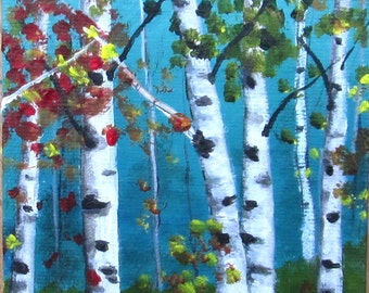 Tree painting**Aspen Birch trees**Summer landscape**Acrylic painting**Landscape**Original
