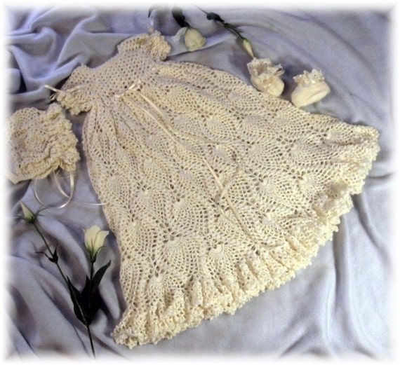 Crochet Pattern for Baby Christening Gown, Bonnet and Booties -33